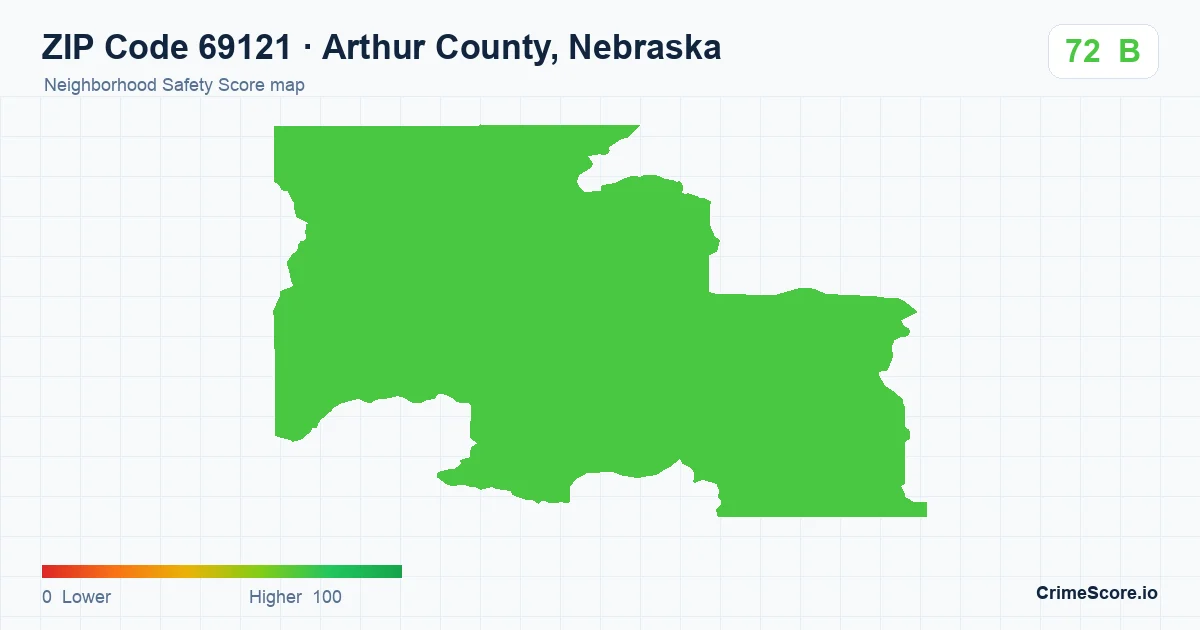 ZIP Code 69121 in Arthur County, Nebraska neighborhood Safety Score map
