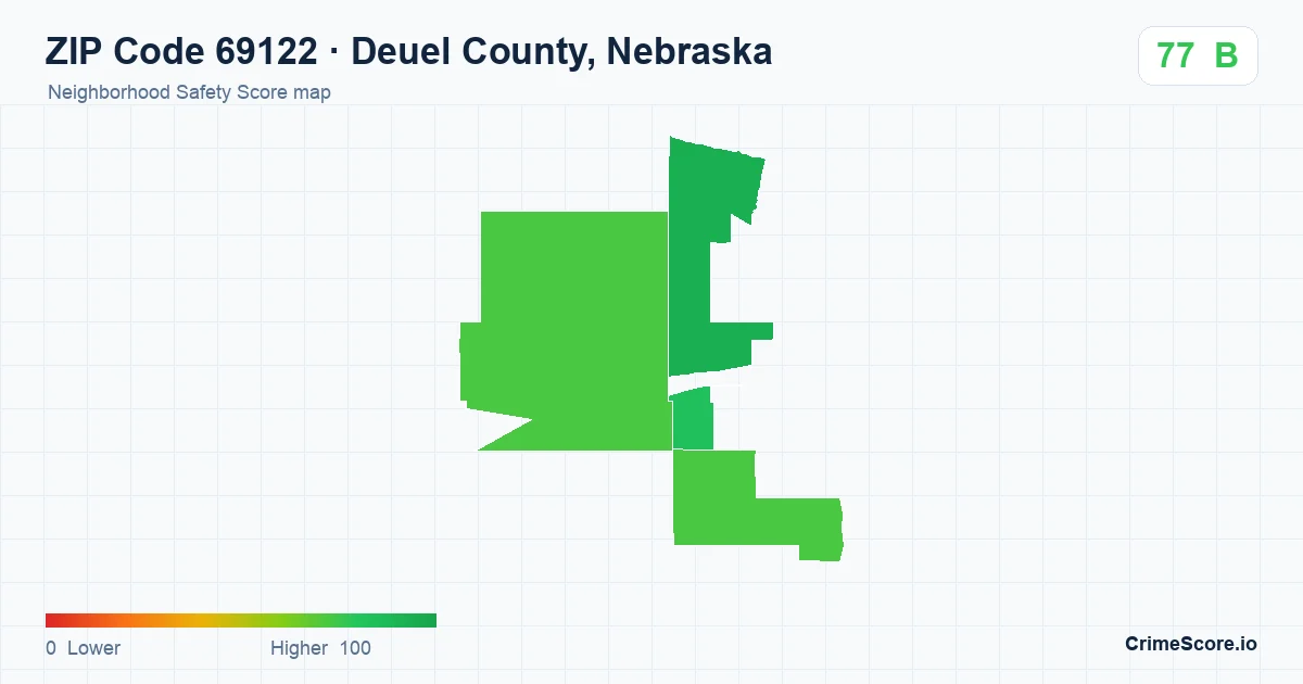 ZIP Code 69122 in Deuel County, Nebraska neighborhood Safety Score map