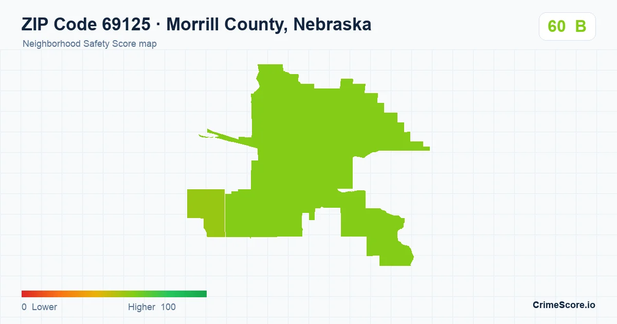 ZIP Code 69125 in Morrill County, Nebraska neighborhood Safety Score map