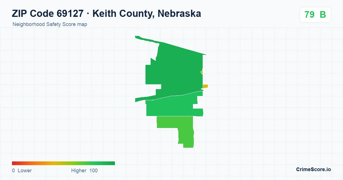 ZIP Code 69127 in Keith County, Nebraska neighborhood Safety Score map