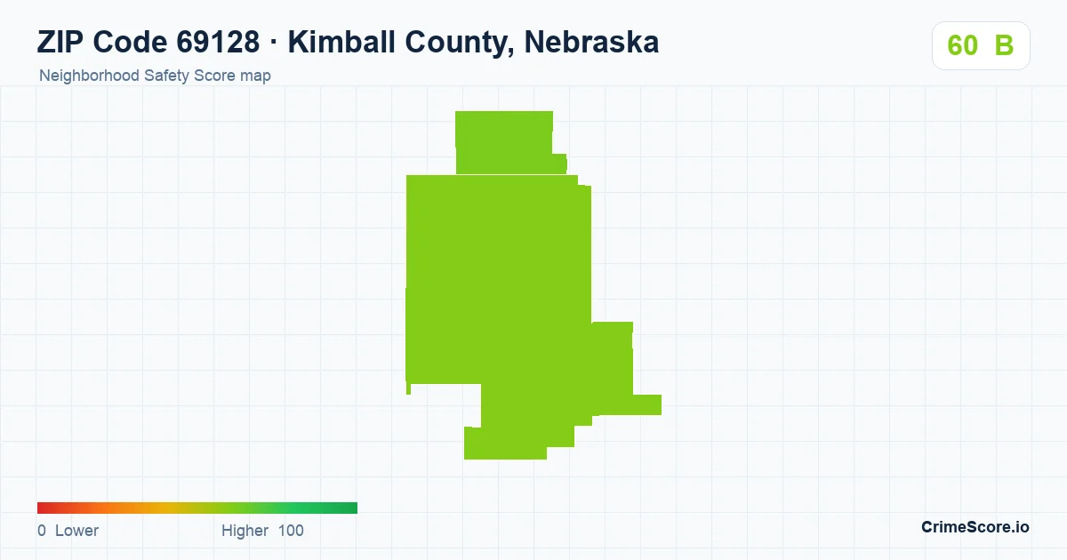 ZIP Code 69128 in Kimball County, Nebraska neighborhood Safety Score map