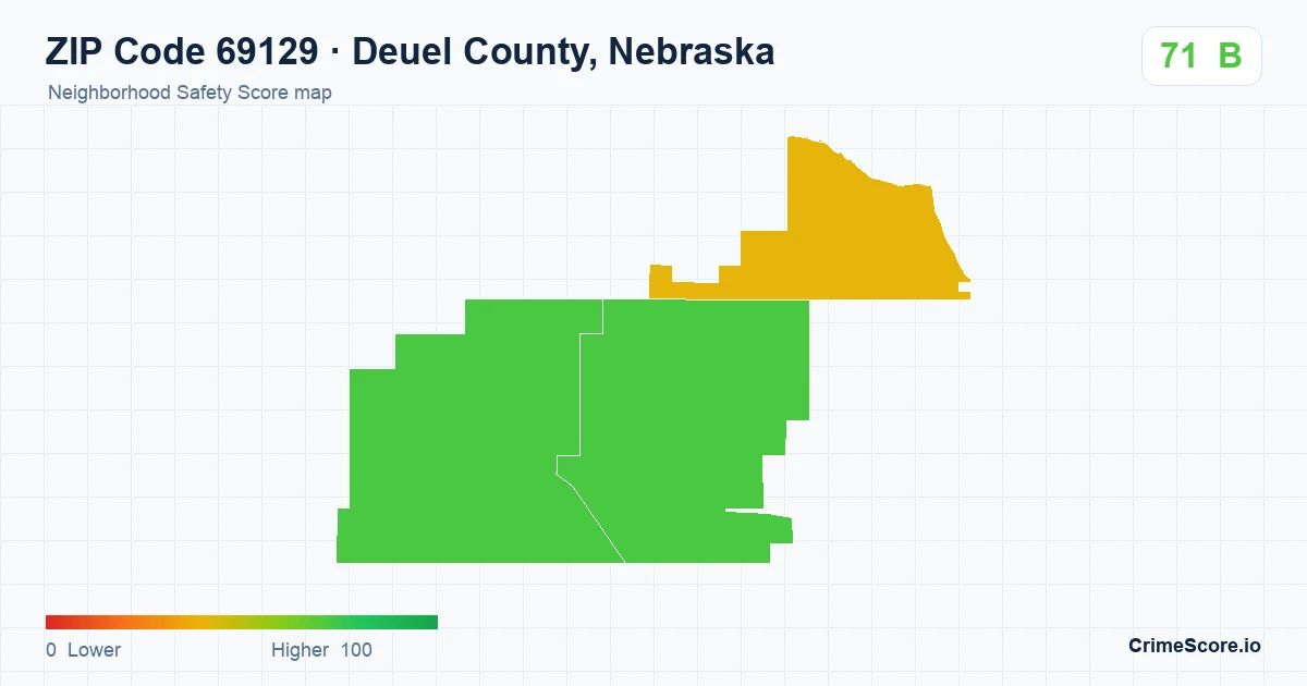 ZIP Code 69129 in Deuel County, Nebraska neighborhood Safety Score map