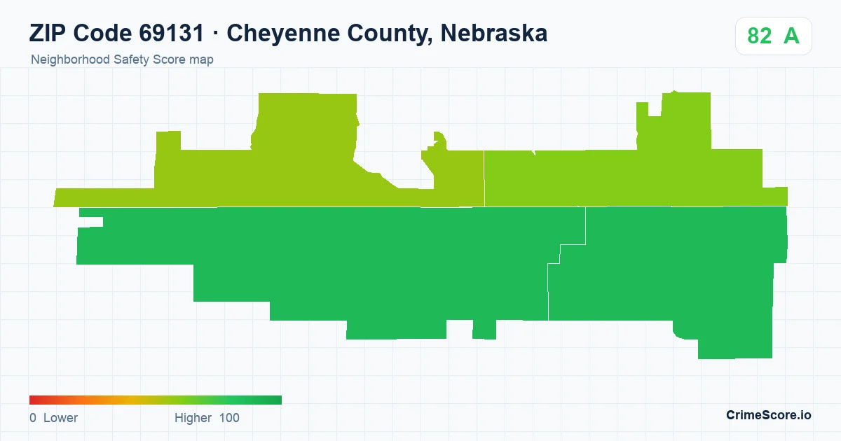 ZIP Code 69131 in Cheyenne County, Nebraska neighborhood Safety Score map