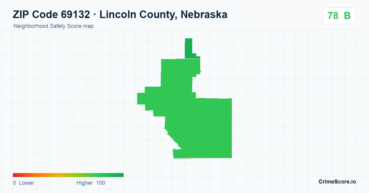 ZIP Code 69132 in Lincoln County, Nebraska neighborhood Safety Score map