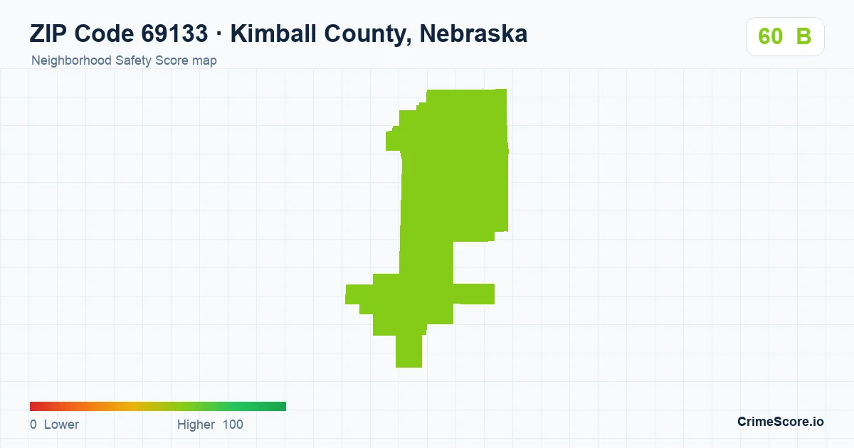ZIP Code 69133 in Kimball County, Nebraska neighborhood Safety Score map