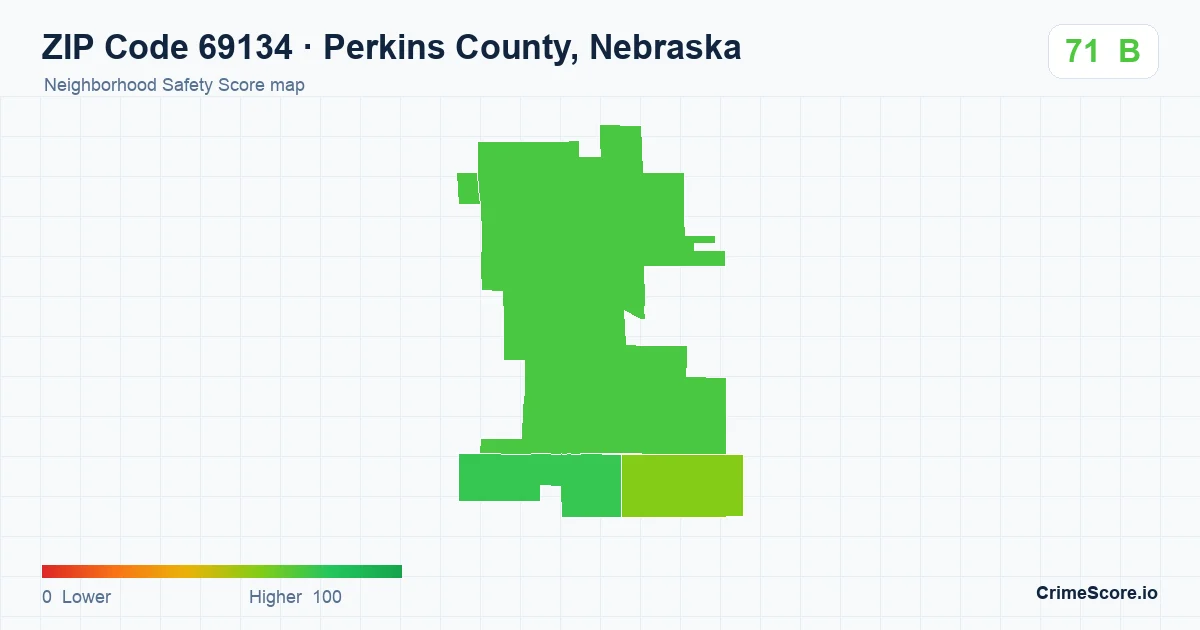 ZIP Code 69134 in Perkins County, Nebraska neighborhood Safety Score map