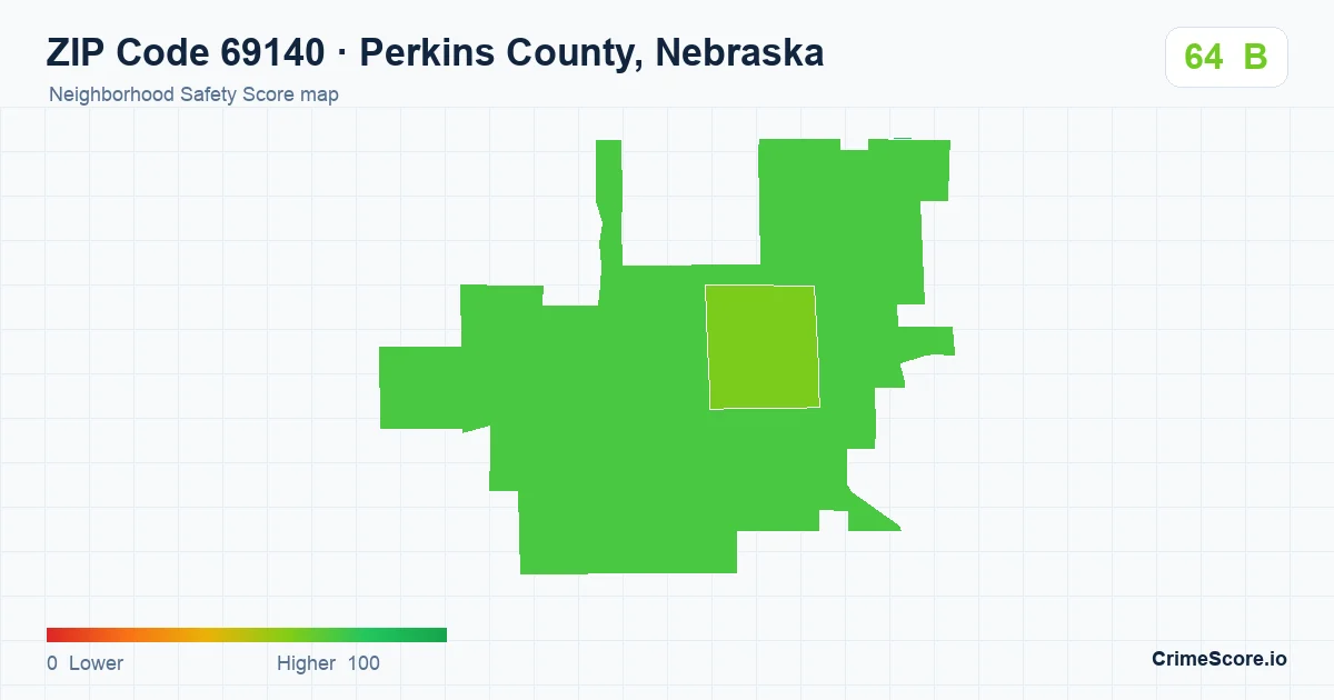 ZIP Code 69140 in Perkins County, Nebraska neighborhood Safety Score map