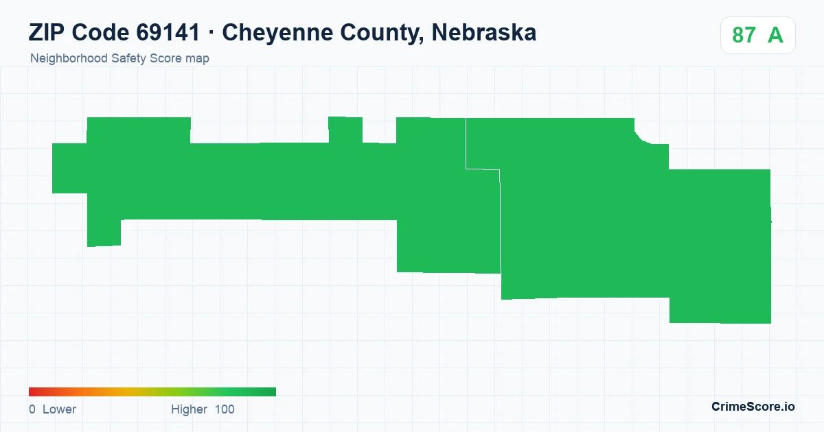 ZIP Code 69141 in Cheyenne County, Nebraska neighborhood Safety Score map