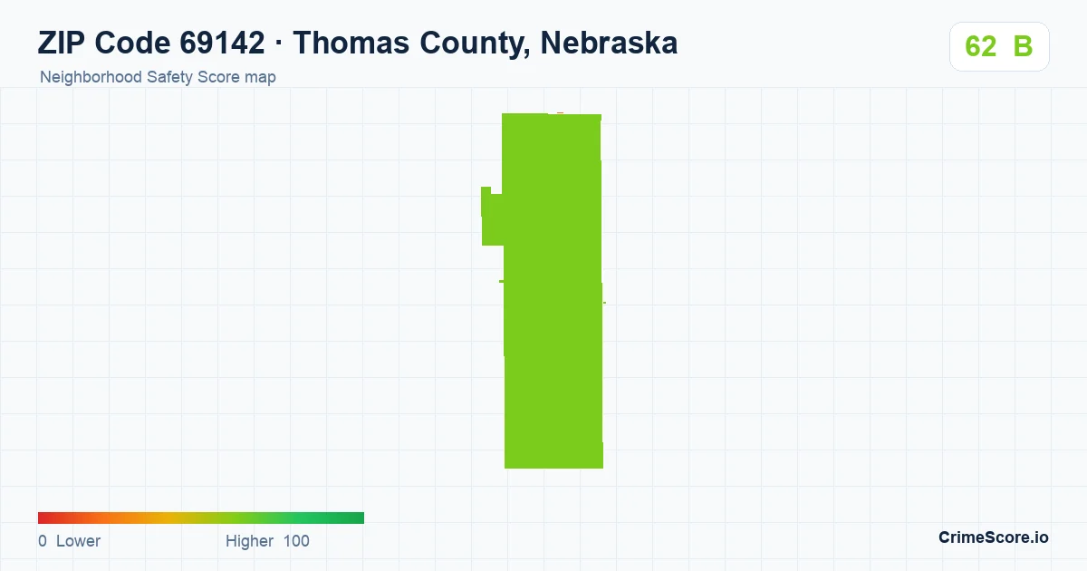 ZIP Code 69142 in Thomas County, Nebraska neighborhood Safety Score map