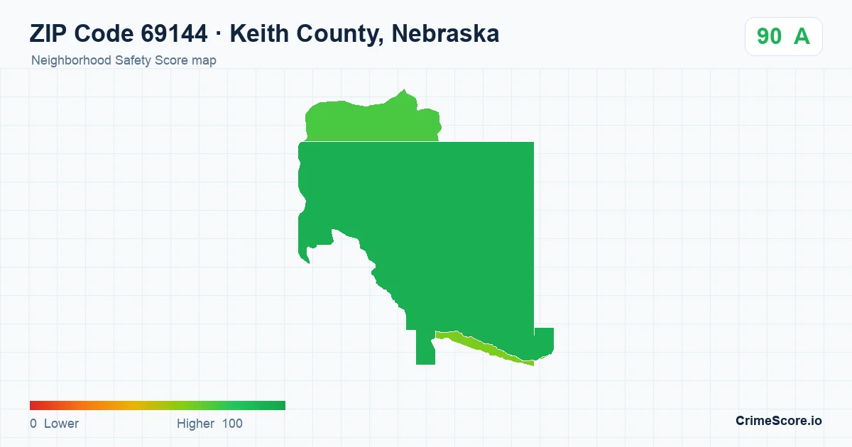 ZIP Code 69144 in Keith County, Nebraska neighborhood Safety Score map