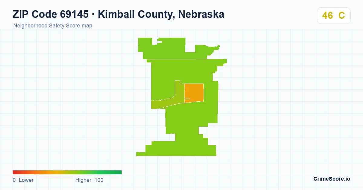 ZIP Code 69145 in Kimball County, Nebraska neighborhood Safety Score map