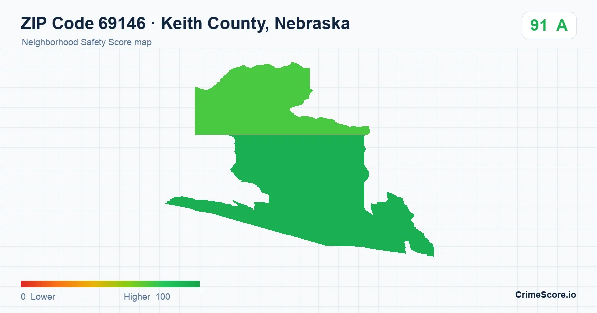 ZIP Code 69146 in Keith County, Nebraska neighborhood Safety Score map
