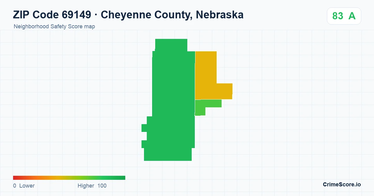 ZIP Code 69149 in Cheyenne County, Nebraska neighborhood Safety Score map