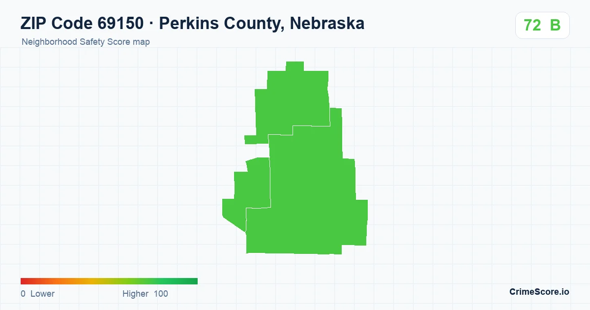 ZIP Code 69150 in Perkins County, Nebraska neighborhood Safety Score map