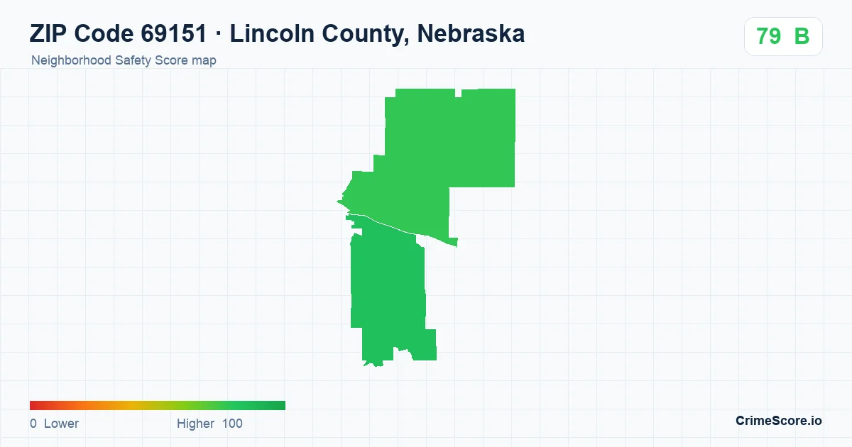 ZIP Code 69151 in Lincoln County, Nebraska neighborhood Safety Score map