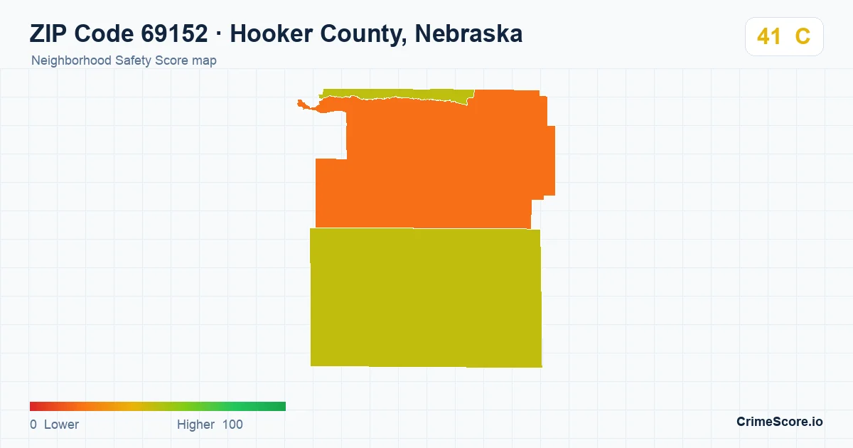 ZIP Code 69152 in Hooker County, Nebraska neighborhood Safety Score map