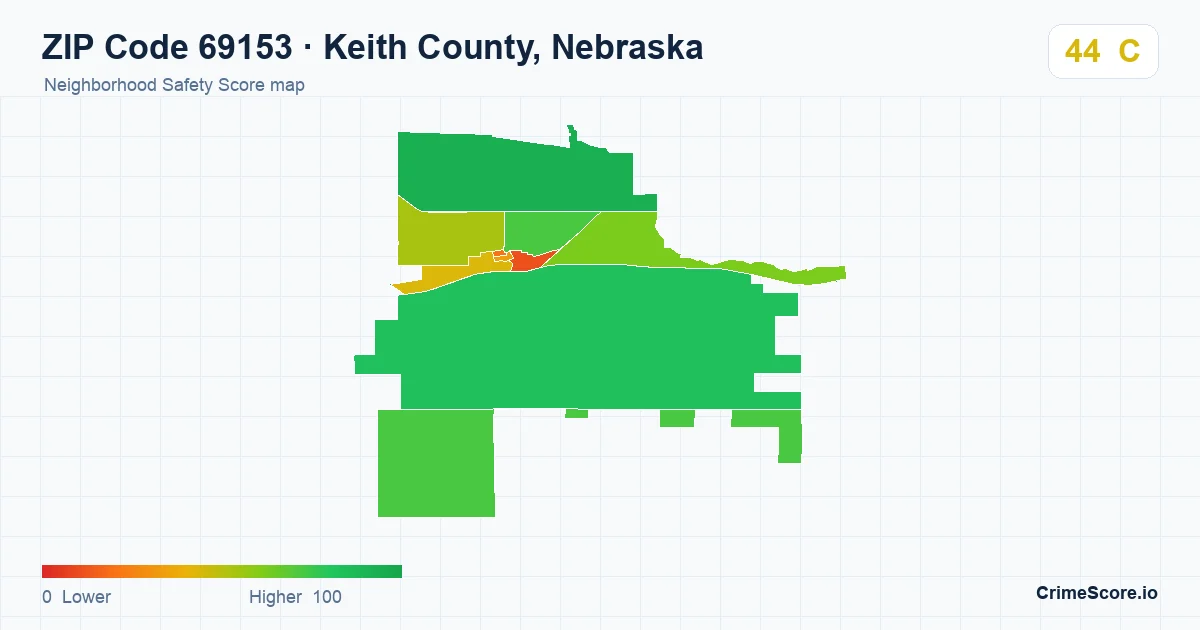 ZIP Code 69153 in Keith County, Nebraska neighborhood Safety Score map