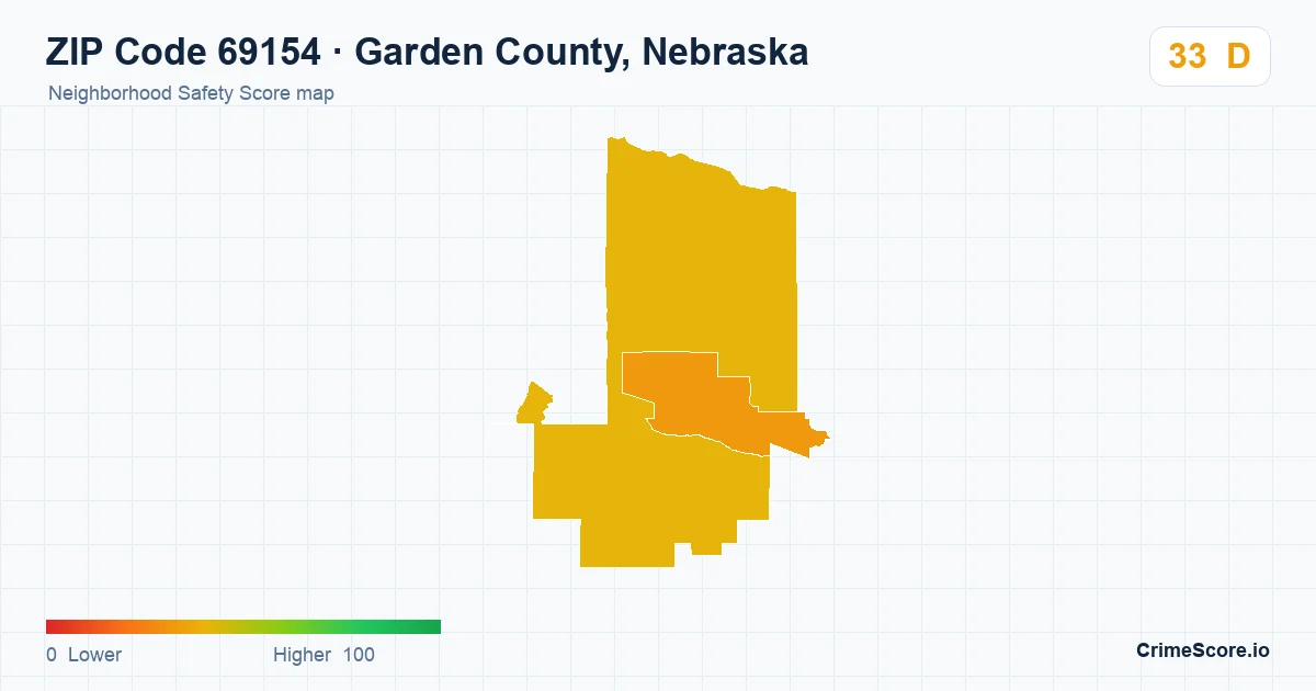 ZIP Code 69154 in Garden County, Nebraska neighborhood Safety Score map