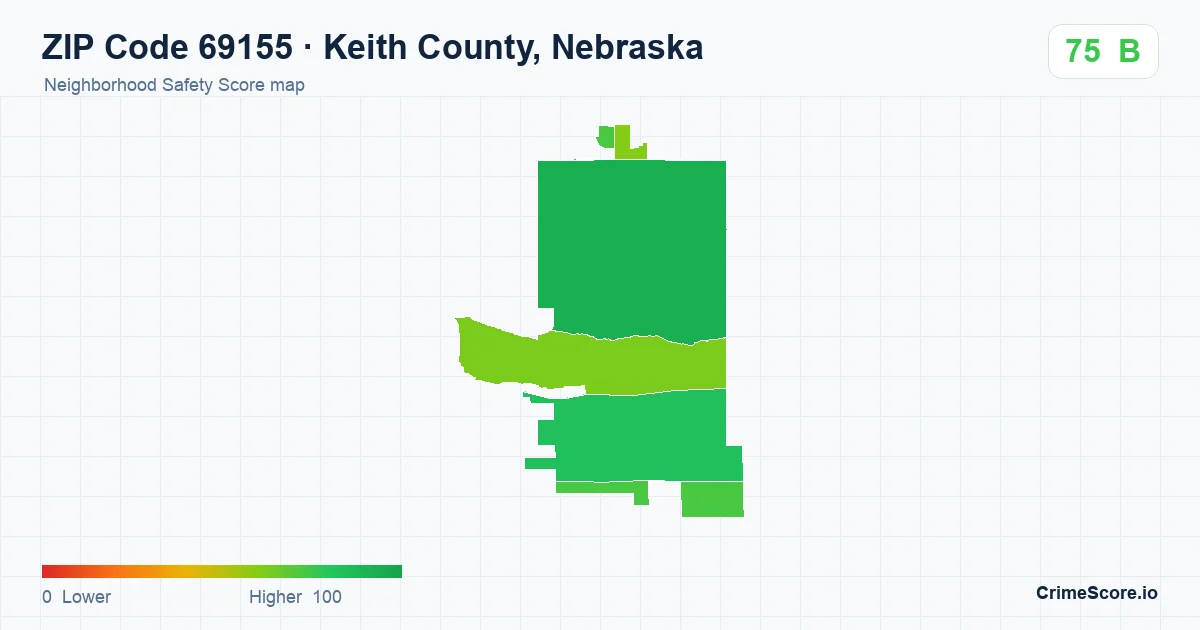 ZIP Code 69155 in Keith County, Nebraska neighborhood Safety Score map