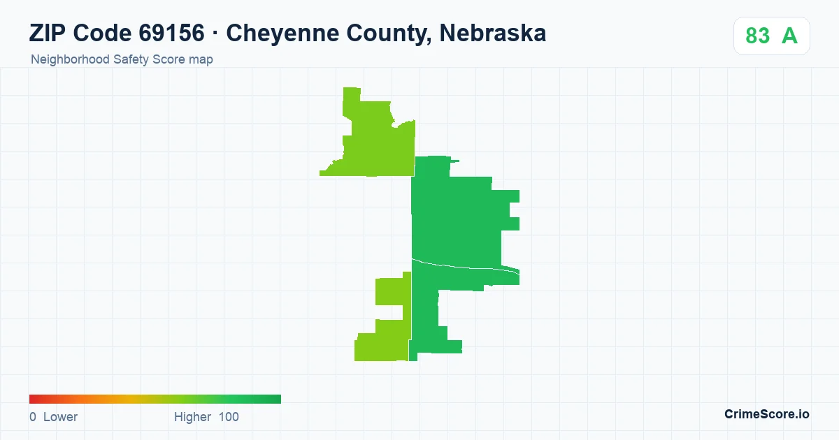 ZIP Code 69156 in Cheyenne County, Nebraska neighborhood Safety Score map