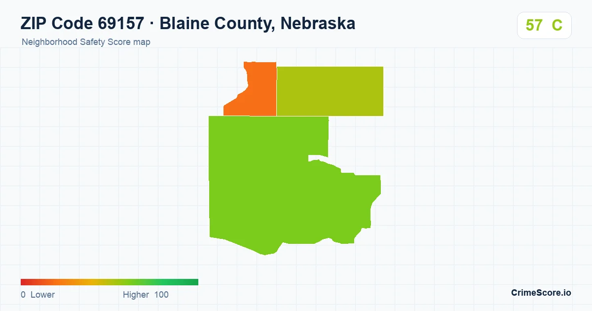 ZIP Code 69157 in Blaine County, Nebraska neighborhood Safety Score map