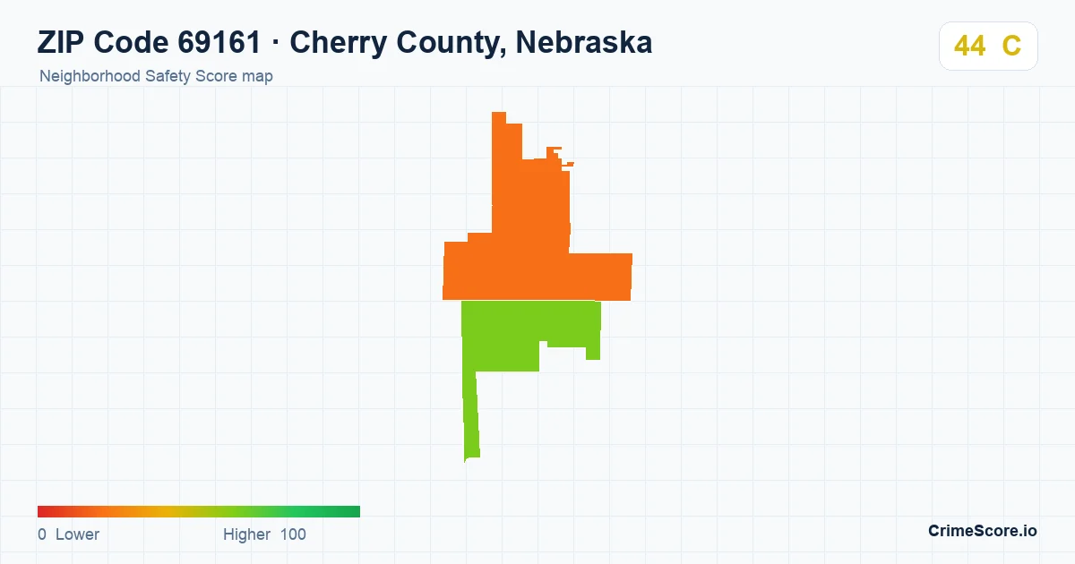 ZIP Code 69161 in Cherry County, Nebraska neighborhood Safety Score map