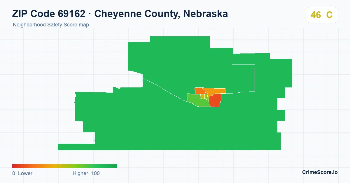 ZIP Code 69162 in Cheyenne County, Nebraska neighborhood Safety Score map