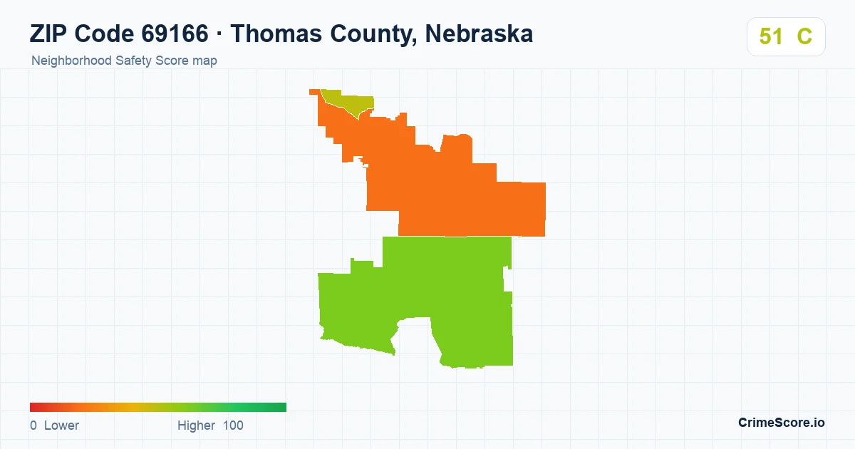 ZIP Code 69166 in Thomas County, Nebraska neighborhood Safety Score map