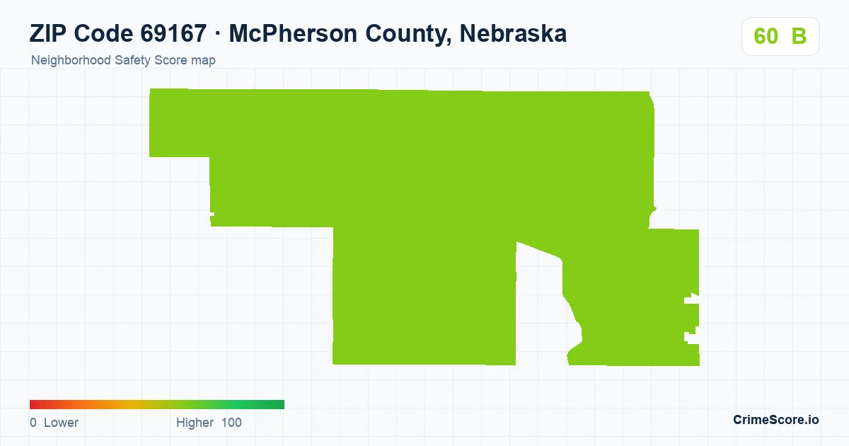 ZIP Code 69167 in McPherson County, Nebraska neighborhood Safety Score map