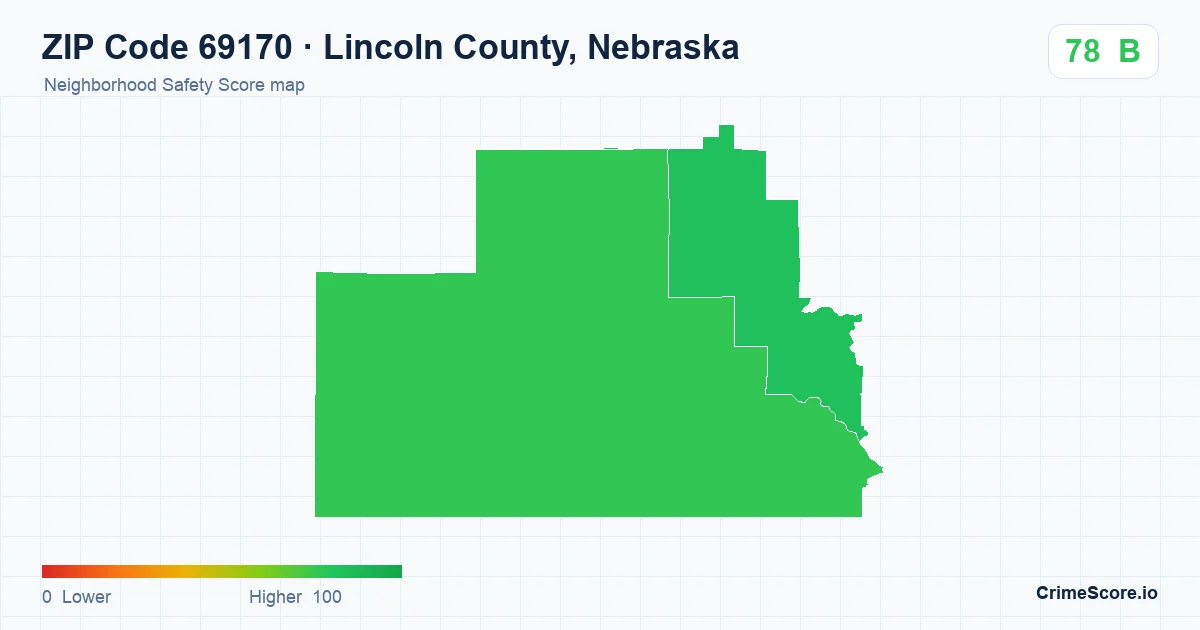 ZIP Code 69170 in Lincoln County, Nebraska neighborhood Safety Score map