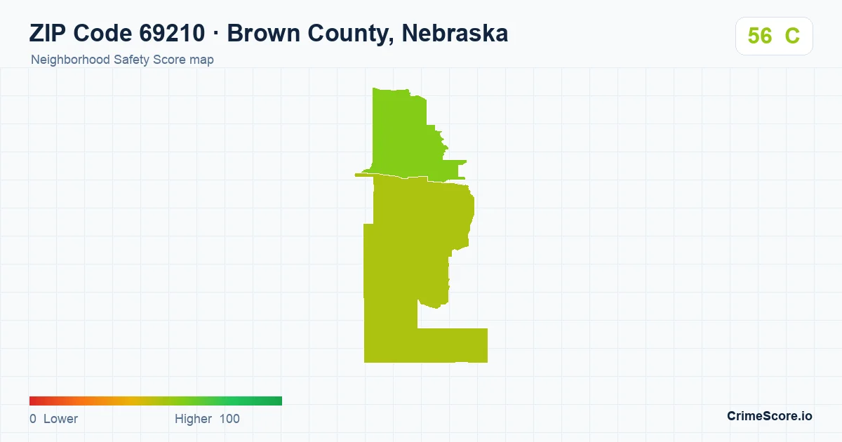 ZIP Code 69210 in Brown County, Nebraska neighborhood Safety Score map