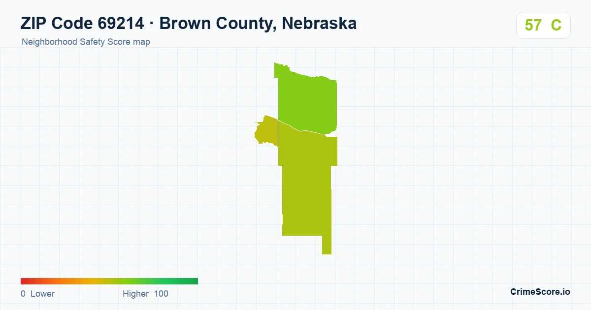 ZIP Code 69214 in Brown County, Nebraska neighborhood Safety Score map