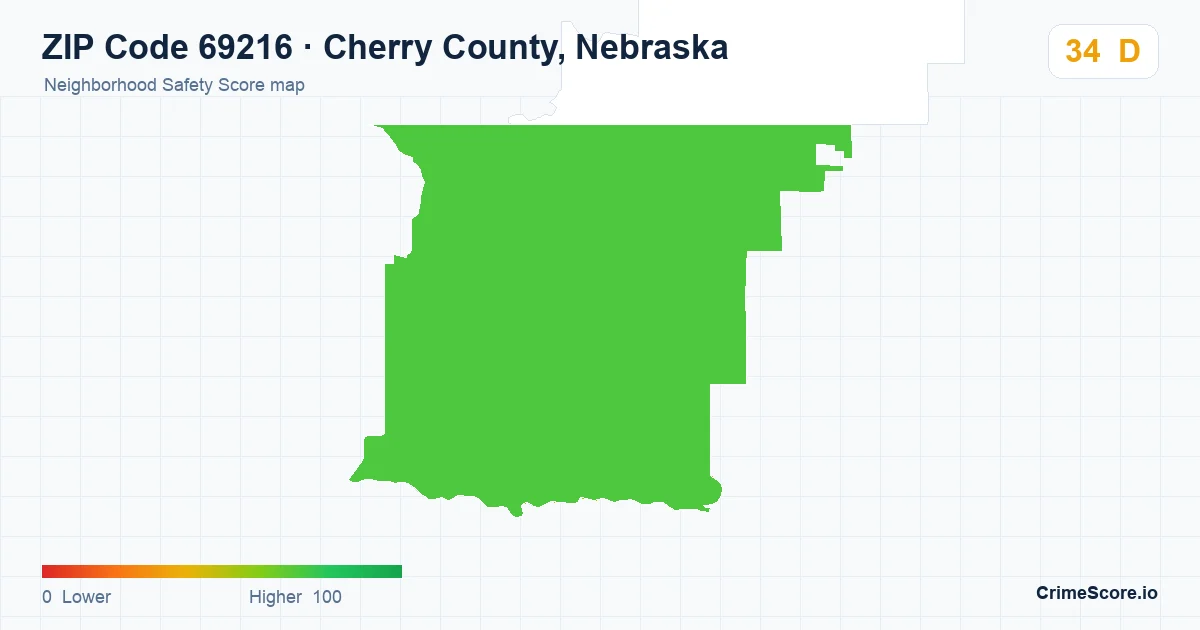 ZIP Code 69216 in Cherry County, Nebraska neighborhood Safety Score map