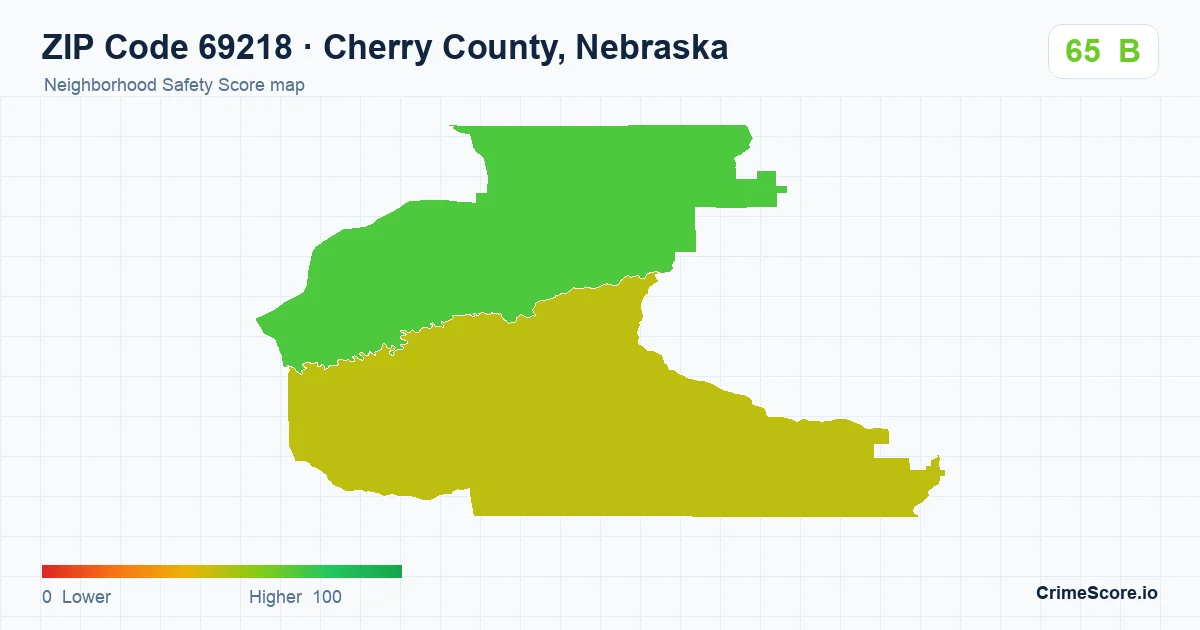ZIP Code 69218 in Cherry County, Nebraska neighborhood Safety Score map