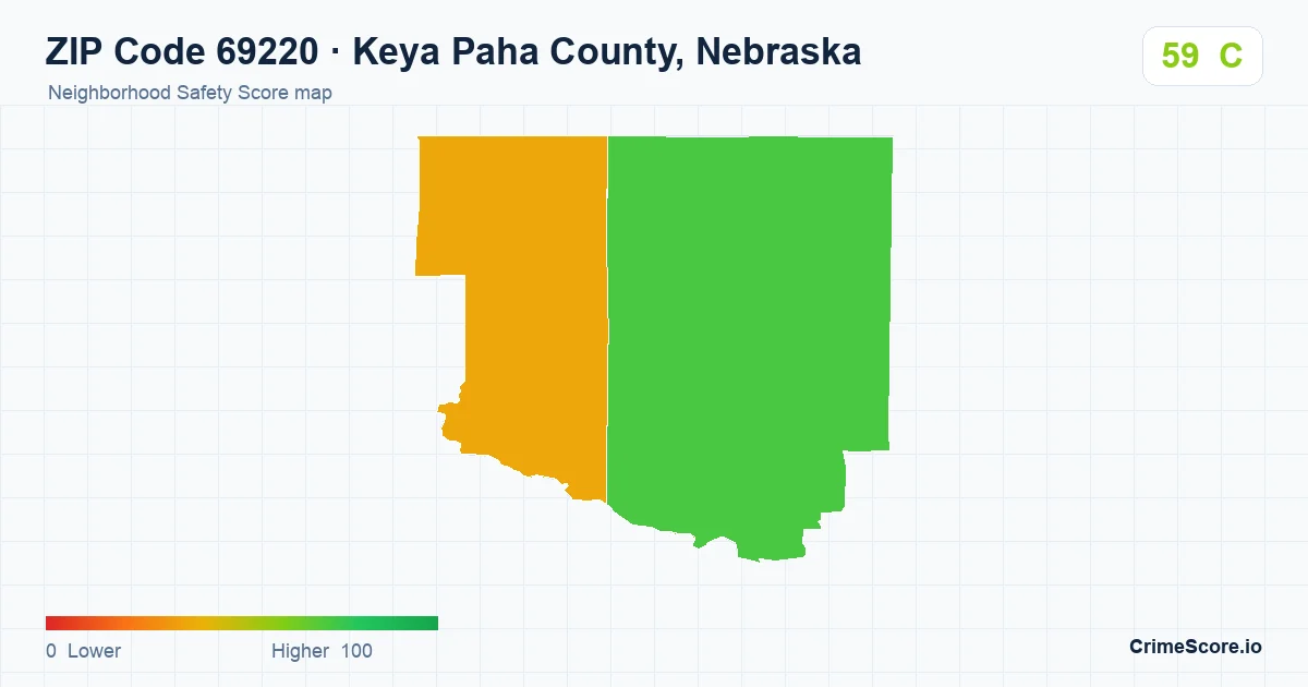 ZIP Code 69220 in Keya Paha County, Nebraska neighborhood Safety Score map