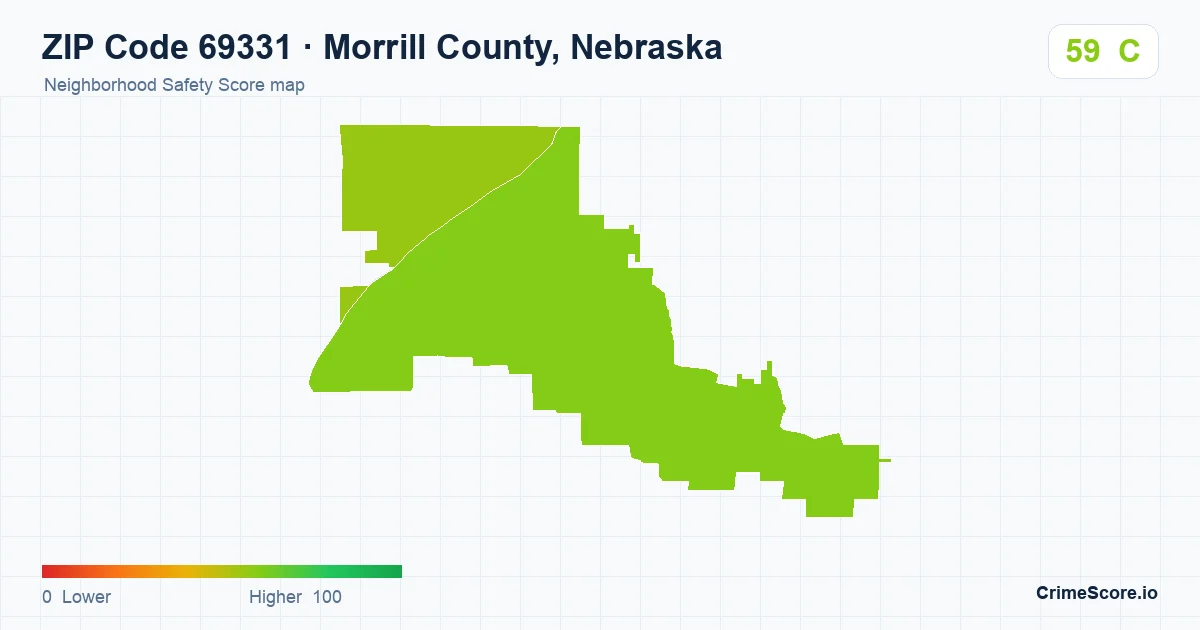 ZIP Code 69331 in Morrill County, Nebraska neighborhood Safety Score map
