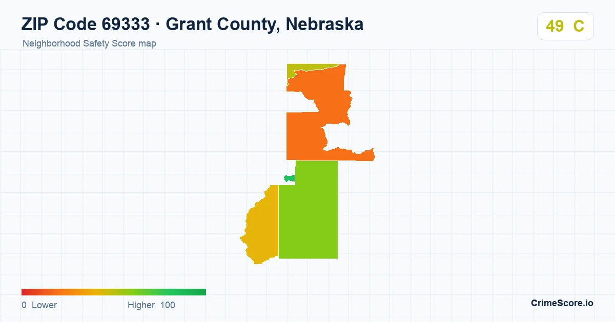 ZIP Code 69333 in Grant County, Nebraska neighborhood Safety Score map