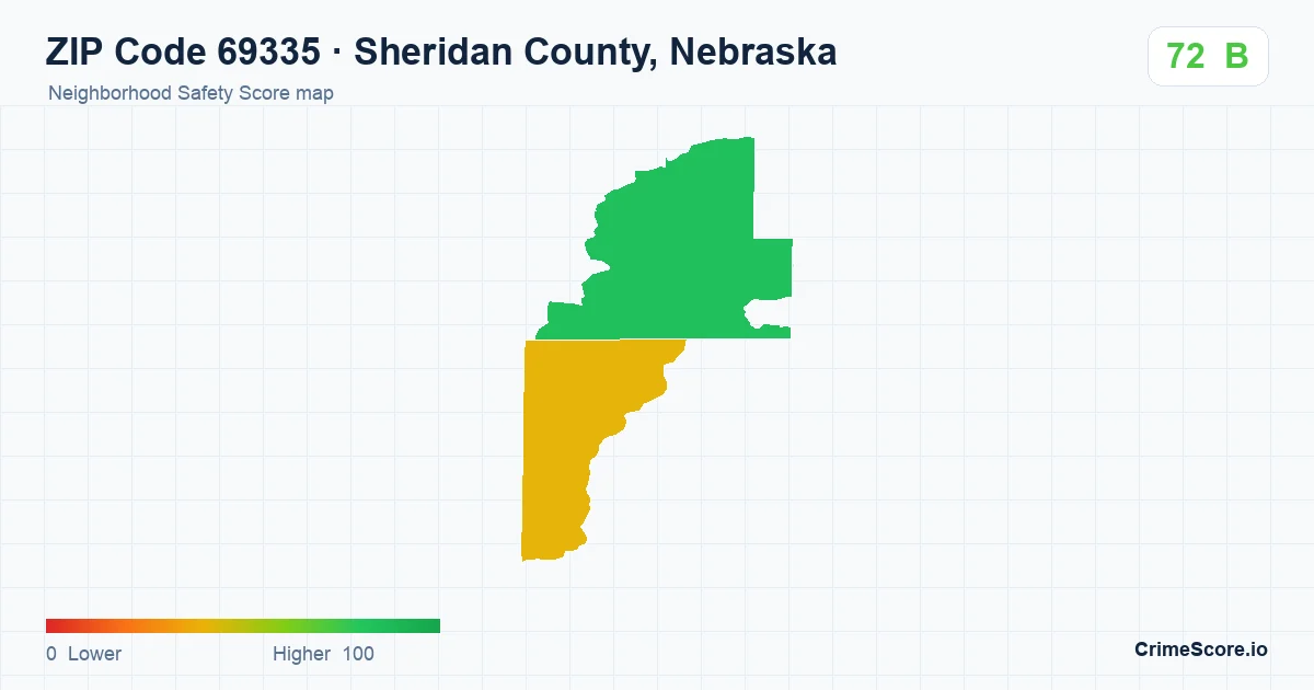 ZIP Code 69335 in Sheridan County, Nebraska neighborhood Safety Score map