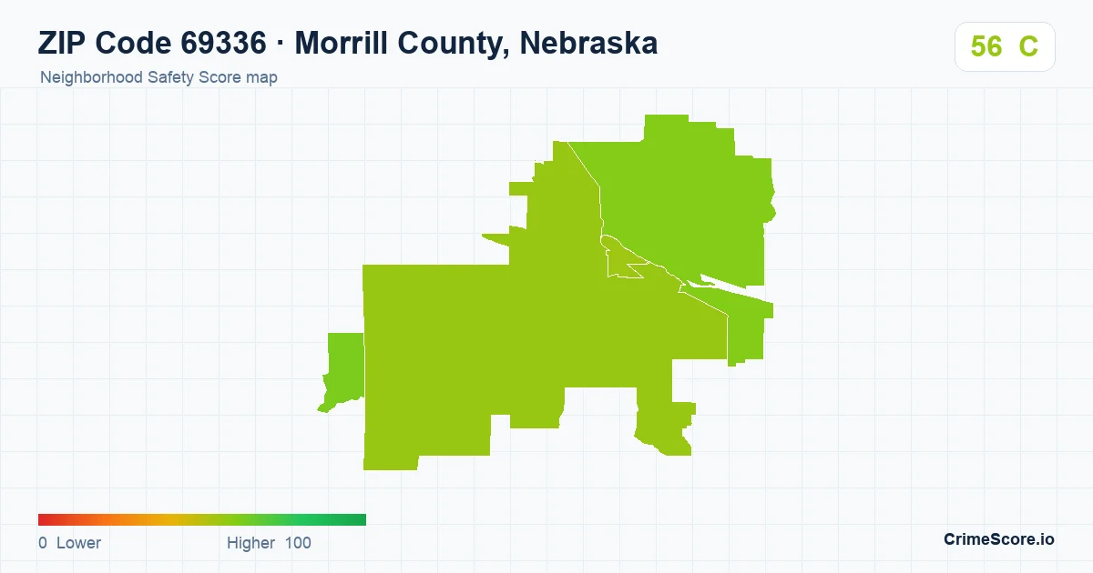 ZIP Code 69336 in Morrill County, Nebraska neighborhood Safety Score map