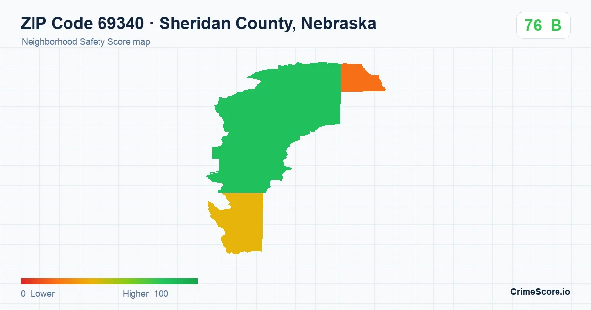 ZIP Code 69340 in Sheridan County, Nebraska neighborhood Safety Score map