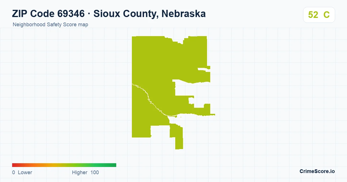 ZIP Code 69346 in Sioux County, Nebraska neighborhood Safety Score map