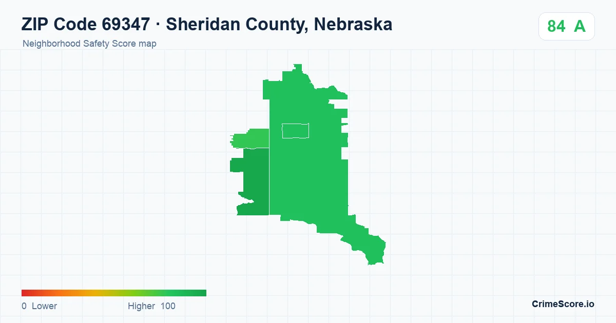 ZIP Code 69347 in Sheridan County, Nebraska neighborhood Safety Score map