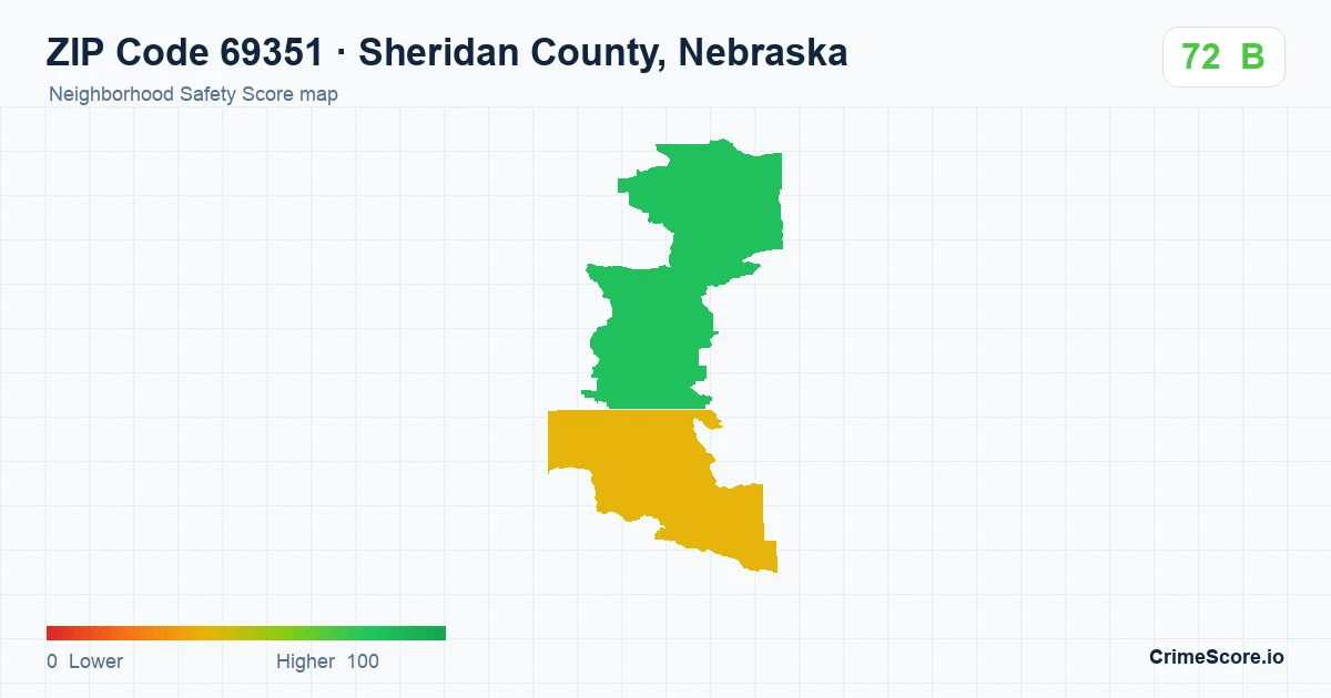 ZIP Code 69351 in Sheridan County, Nebraska neighborhood Safety Score map