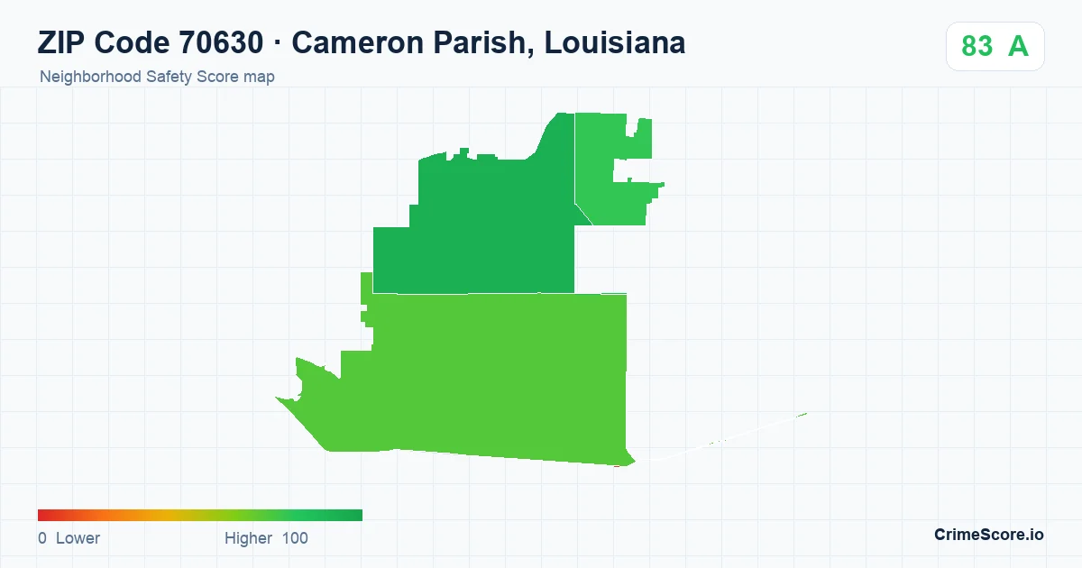 ZIP Code 70630 in Cameron Parish, Louisiana neighborhood Safety Score map