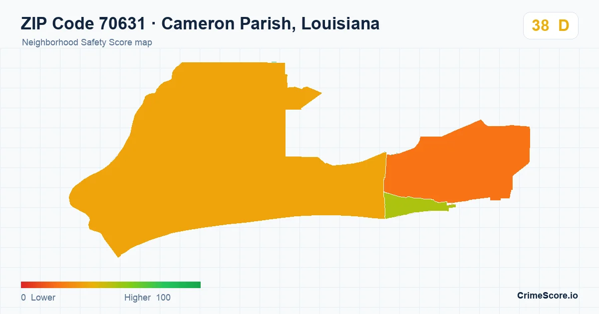 ZIP Code 70631 in Cameron Parish, Louisiana neighborhood Safety Score map