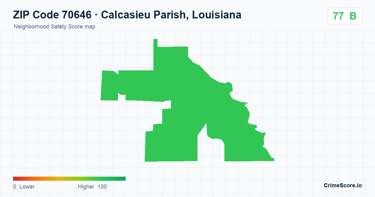 ZIP Code 70646 in Calcasieu Parish, Louisiana neighborhood Safety Score map