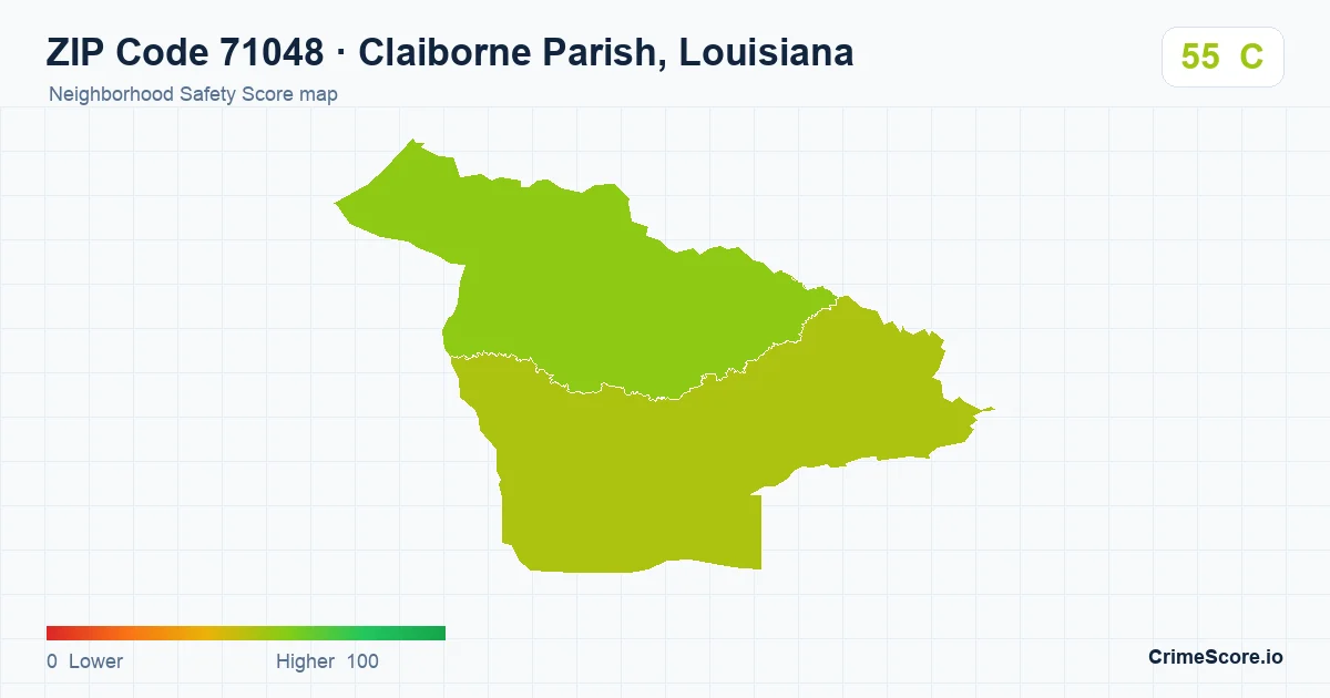 ZIP Code 71048 in Claiborne Parish, Louisiana neighborhood Safety Score map