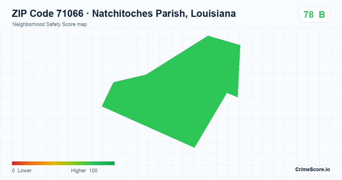 ZIP Code 71066 in Natchitoches Parish, Louisiana neighborhood Safety Score map