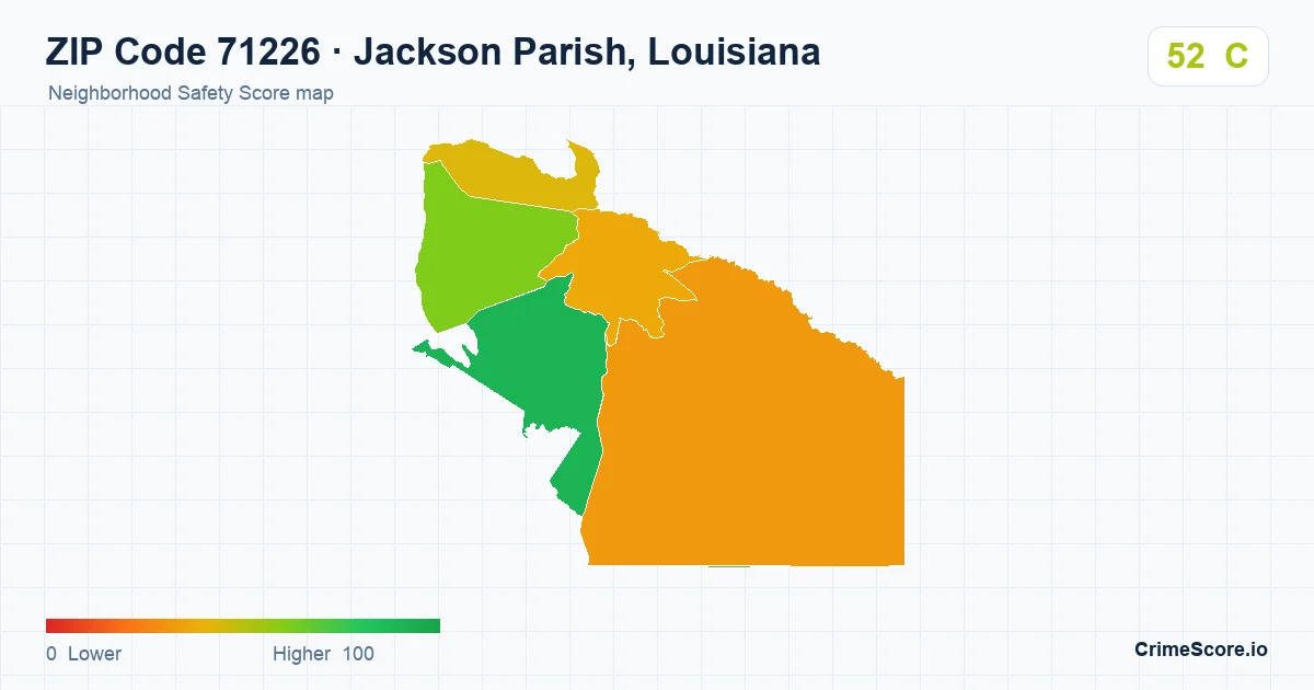ZIP Code 71226 in Jackson Parish, Louisiana neighborhood Safety Score map