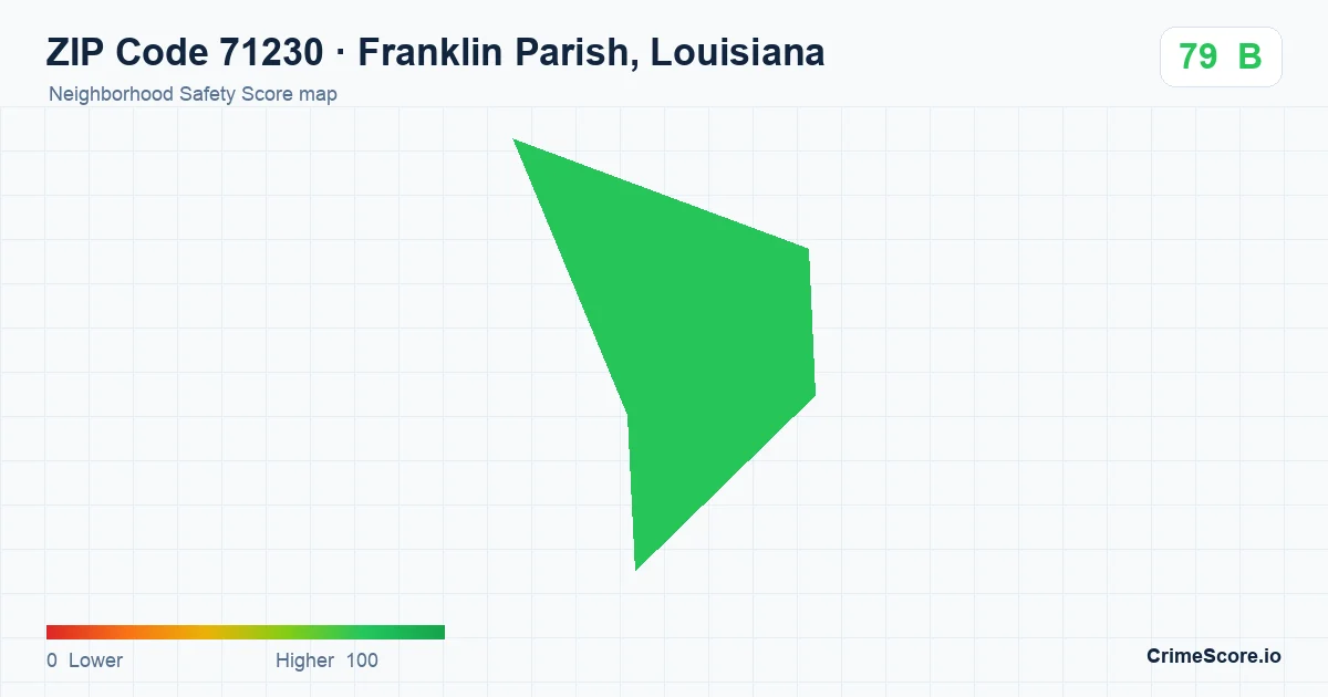 ZIP Code 71230 in Franklin Parish, Louisiana neighborhood Safety Score map